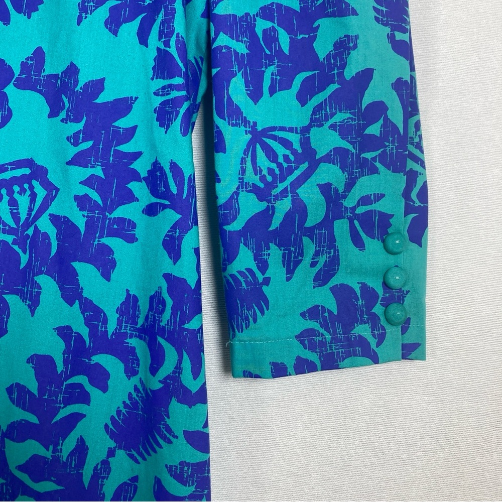 Hawaiian Heritage Women’s Sheath Dress 3/4 Raglan Sleeves Green Purple Sz6 - Picture 4 of 16